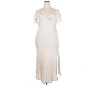 Selfie Leslie Park Avenue Flutter Sleeve Cream Dress Satin Sheen XXL